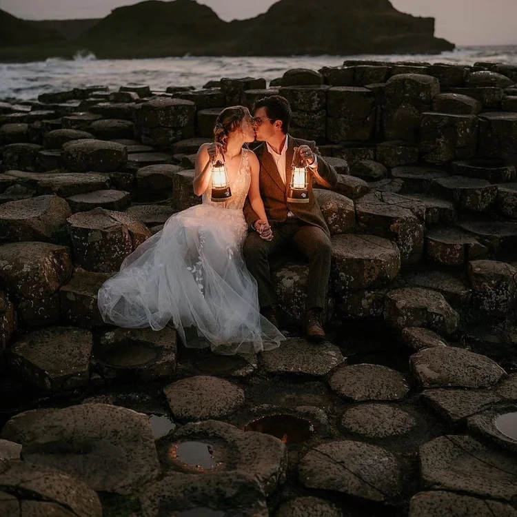 Married Couple at Giants Causeway by lamplight